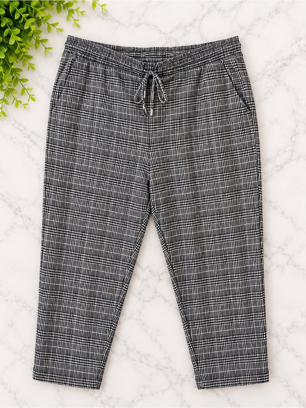 Time and Tru Women’s 22 XXXL Plaid Pull-On Tapered Pants Stretch